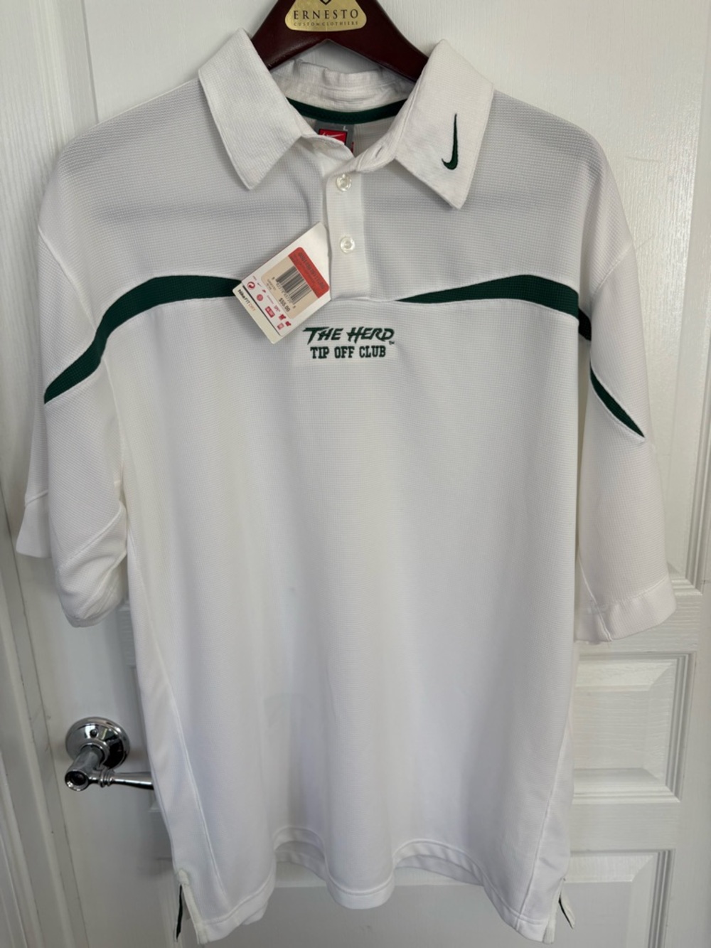 Vintage  Nike The Herd Tip Off Club White & Dark Green Polo Shirt